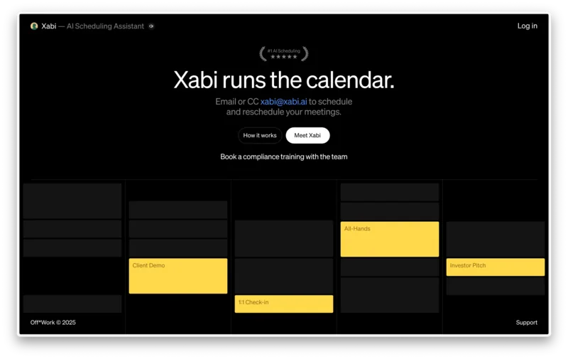 Xabi scheduling assistant website with a calendar view